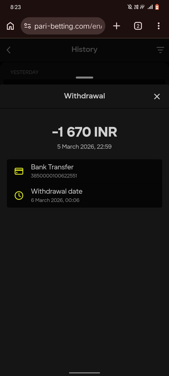 IconAshutosh's tweet photo. Serious withdrawal issue with @ParimatchIndia. INR ₹1670 requested on 5 Mar 2026 shows SUCCESS but not credited to my bank. Ticket #81265706 raised but unresolved. Please process immediately.

@parimatchglobal  @nch1915 
@parimatchindia  @ConsumerComplaint https://t.co/TvpAmnGrF5