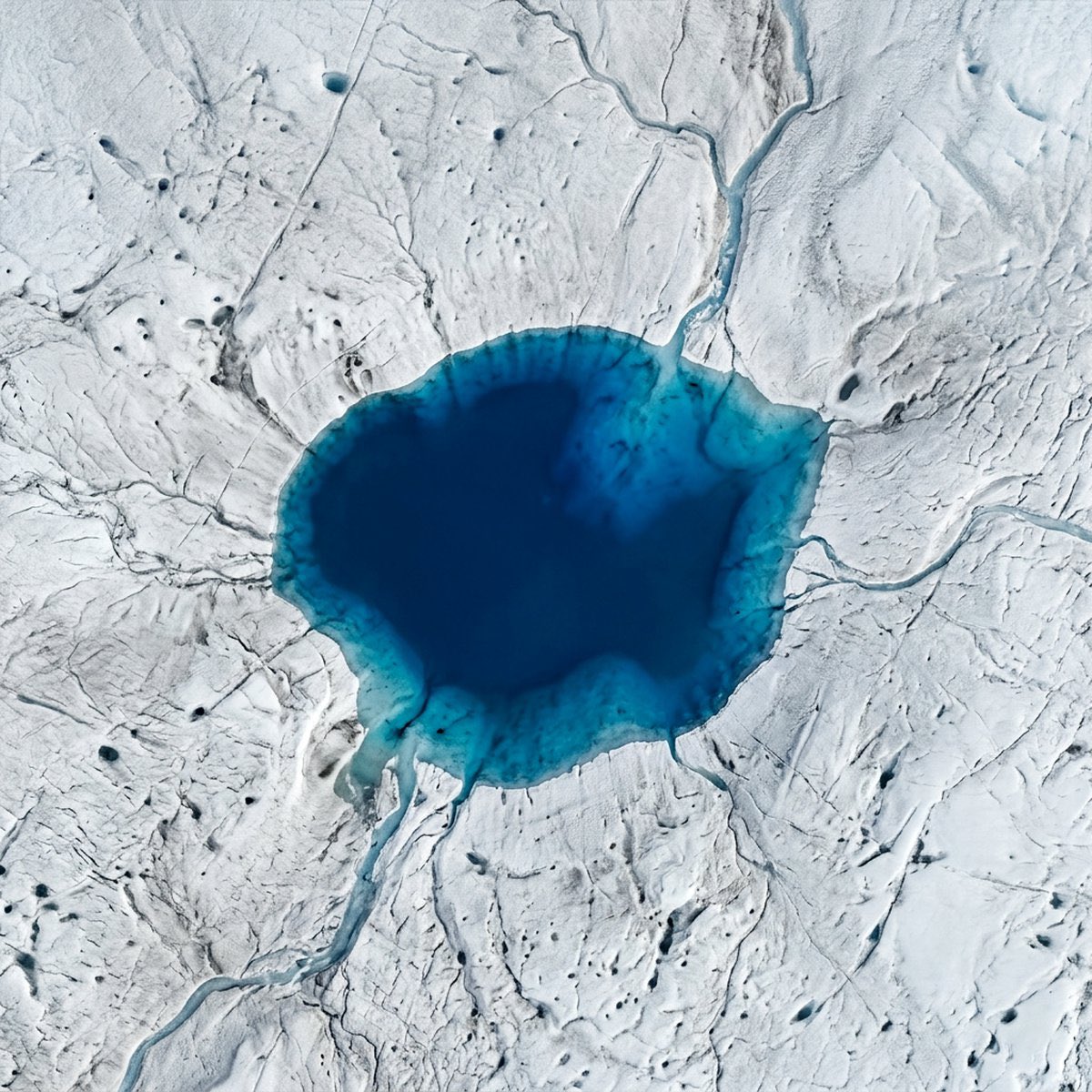 kaiykym's tweet photo. 【The Sapphire Scar】
Greenland Ice Sheet (March 11–12, 2026). In just 24 hours, a vibrant supraglacial lake vanished into the ice's depths through a moulin, leaving behind a dark, structural scar.
📍West Greenland
🛰️Sentinel-2
#SatelliteArt #Greenland #ClimateCrisis #DataArt https://t.co/KWLwotYwye
