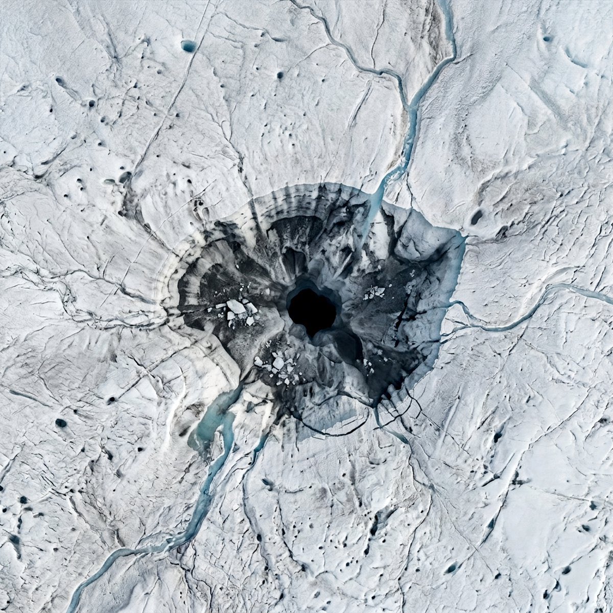 kaiykym's tweet photo. 【The Sapphire Scar】
Greenland Ice Sheet (March 11–12, 2026). In just 24 hours, a vibrant supraglacial lake vanished into the ice's depths through a moulin, leaving behind a dark, structural scar.
📍West Greenland
🛰️Sentinel-2
#SatelliteArt #Greenland #ClimateCrisis #DataArt https://t.co/KWLwotYwye