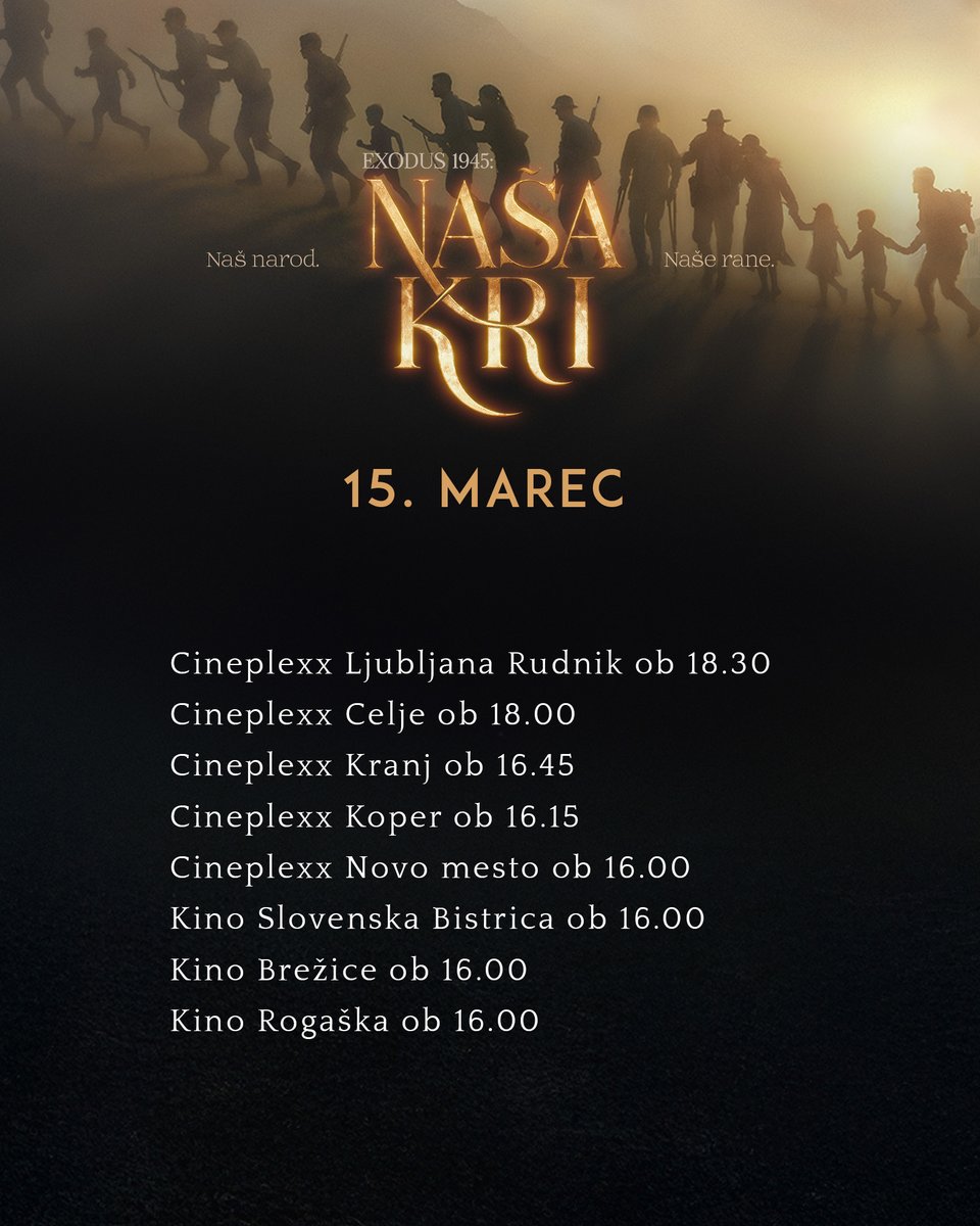 Film Exodus je še vedno na voljo za ogled po naših kinematografih. Poiščite najbližji kino in si zagotovite vstopnice zdaj! Ne zamudite filma, ki si ga je ogledalo že več kot 25.000 gledalcev. siposh.com/exodus1945
.
.
#Exodus1945 #Našakri