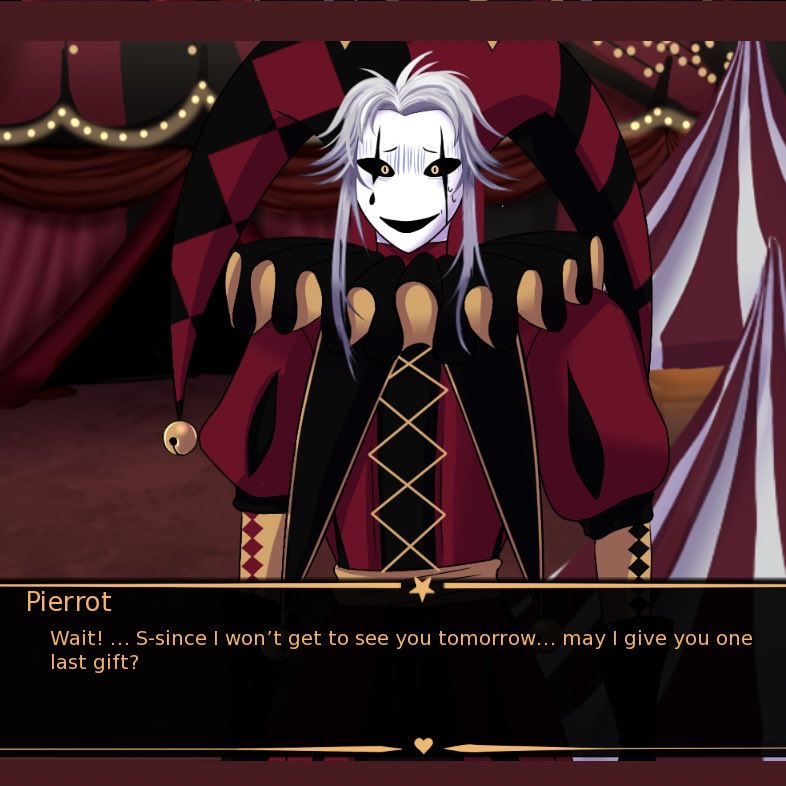 Rising_Tide_0's tweet photo. i kept seeing references to pierrot making a cake and I didn’t realize it was actually in the game lmao

i couldn’t bring myself to be mean to pierrot so i never found it before 🥲 https://t.co/cshwygcD08