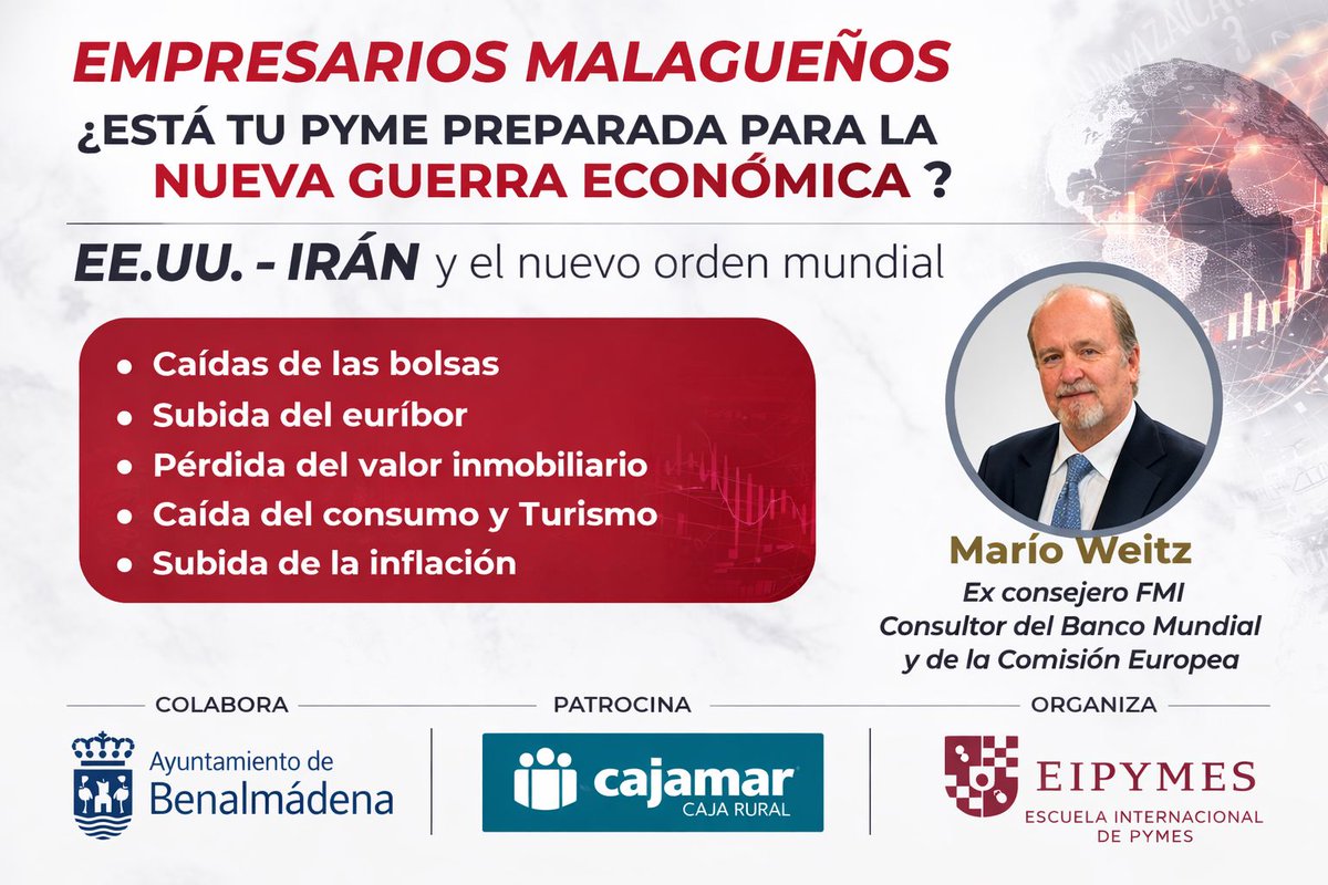 eipymes's tweet photo. 🙏 Agradecemos especialmente al Ayuntamiento de Benalmádena, representado por Raúl Campos, Consejal de Comercio y Desarrollo Local, y a Cajamar como patrocinador, por su compromiso con la formación del tejido empresarial malagueño.

👉 Reservar: https://t.co/vhQpNayzg4 https://t.co/1bmMA5UILV