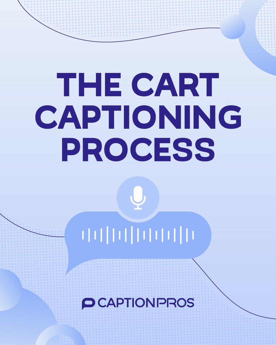 Hosting an upcoming seminar or annual conference? Make your next event fully accessible with real-time CART captioning. Learn more: bit.ly/2UuC7UP 

ALT Text:
Illustration of a audio icon and audio waves in a speech bubble, with the text, "he CART Captioning Process."