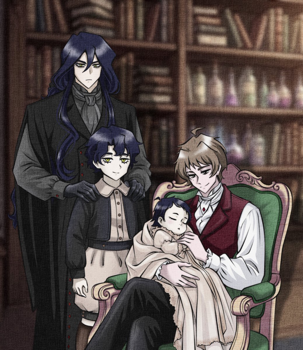 Типу сімейний портрет, який є відсиланням на портрети персонажів з "По той бік" (кину в коменти), я хотіла згадати часи, коли ще вміла писати гарні сюжети 😒

#oc
#digitalart
#украрт
#витівки_едіна