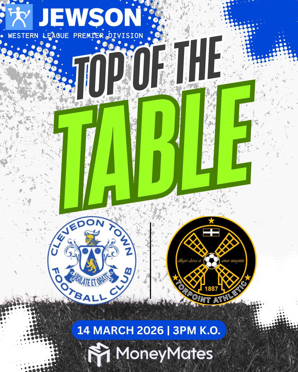 ClevedonTownFC's tweet photo. 🔥 1st vs 2nd 🔥

Clevedon Town vs Torpoint Athletic

This Saturday at The Moneymates Hand Stadium!

A huge one. Be there.

#CTFC #UpTheSeasiders #ClevedonTownFC
@swsportsnews https://t.co/XquvbYjPXg