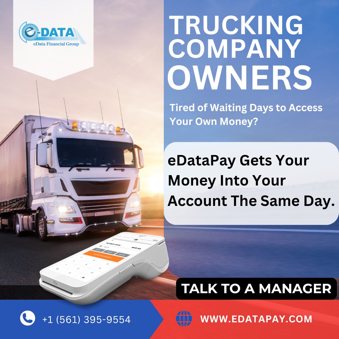 Good news for every trucking company owner in the US reading this.
Your trucks are on the road around the clock. Your drivers cover thousands of miles every week. Every load that gets delivered is money earned. But most processors make you wait 2 to 3 days before that money hi...