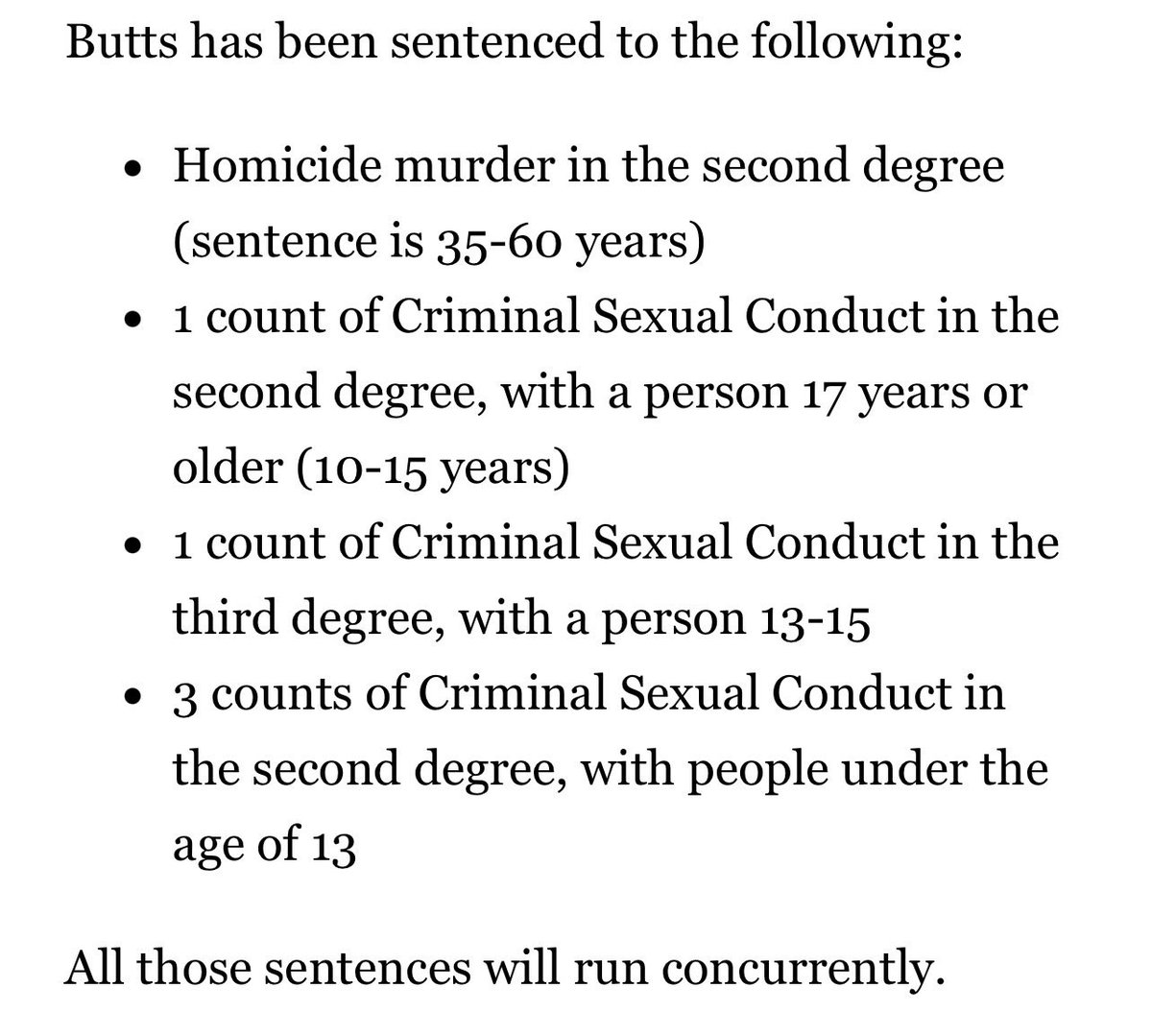 Na’ziyah Harris killer Jarvis Butts was sentenced today. He pled guilty in SIX different cases. Sentenced to 35-60 years for the murder of Na’Ziyah among other charges for the other cases all involving younger girls. May he rot in there!