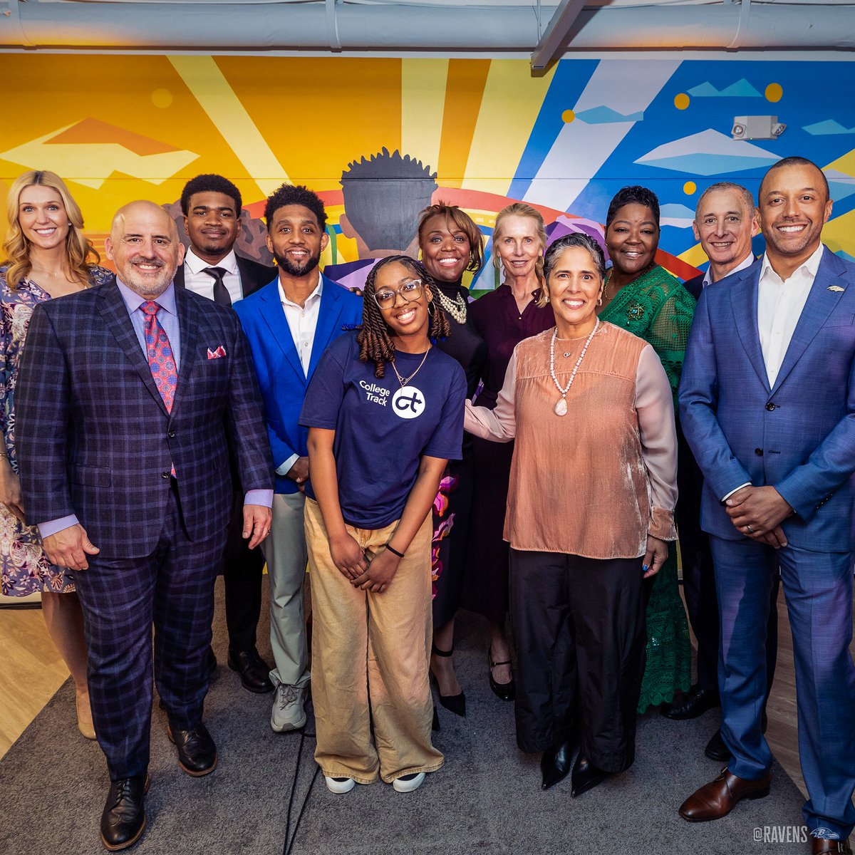 Ravens's tweet photo. We are thrilled to announce the opening of the Baltimore Ravens College Track Center in West Baltimore. 

Our Team. Our Schools. 💜