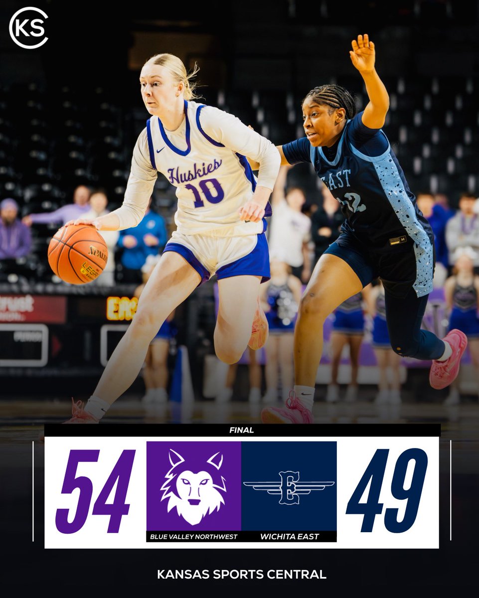 KSSCentral's tweet photo. HUSKIES’ RUN CONTINUES. 🔥

Blue Valley Northwest takes down Wichita East to advance in the 6A girls state bracket, continuing their impressive run. https://t.co/ViRcsV9eYK