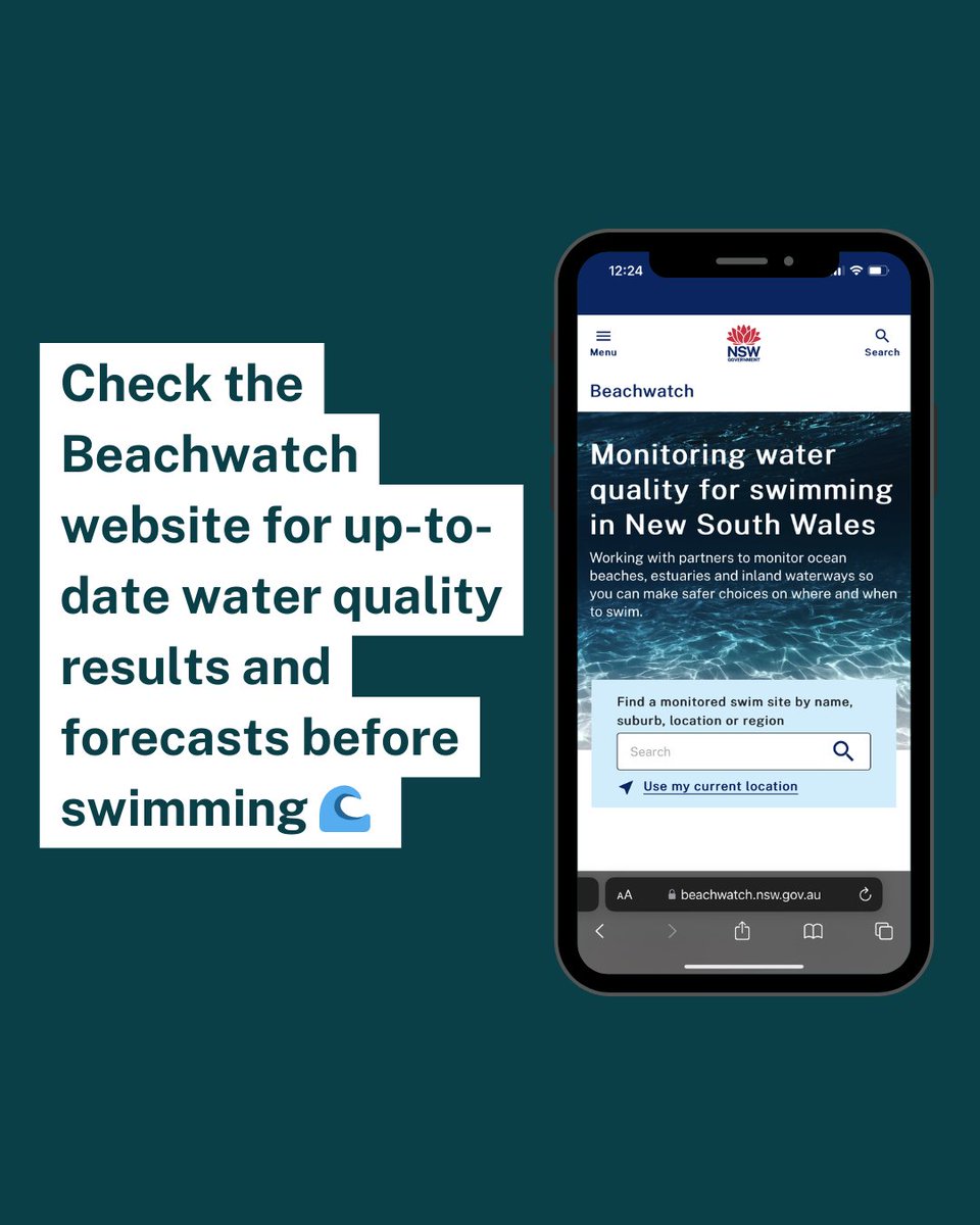 A few swim sites across Sydney and Central Coast areas may be impacted by stormwater pollution today. Check the web for info: beachwatch.nsw.gov.au/home 
Always check for signs of pollution such as flowing drains, open lagoons and odours before swimming.