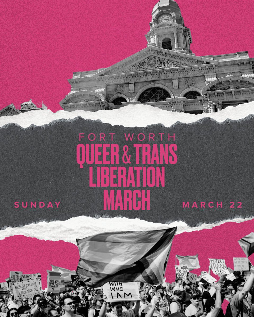 Queer &amp; Trans Liberation March is headed to Fort Worth this year, where the West begins. 
Speaker lineup and march route to be announced in the days leading up to the event. For more information, please reach out to Queer and Trans Liberation founder <a href="/JacobReyesDFW/">Jacob Reyes</a> @crossroadscnt