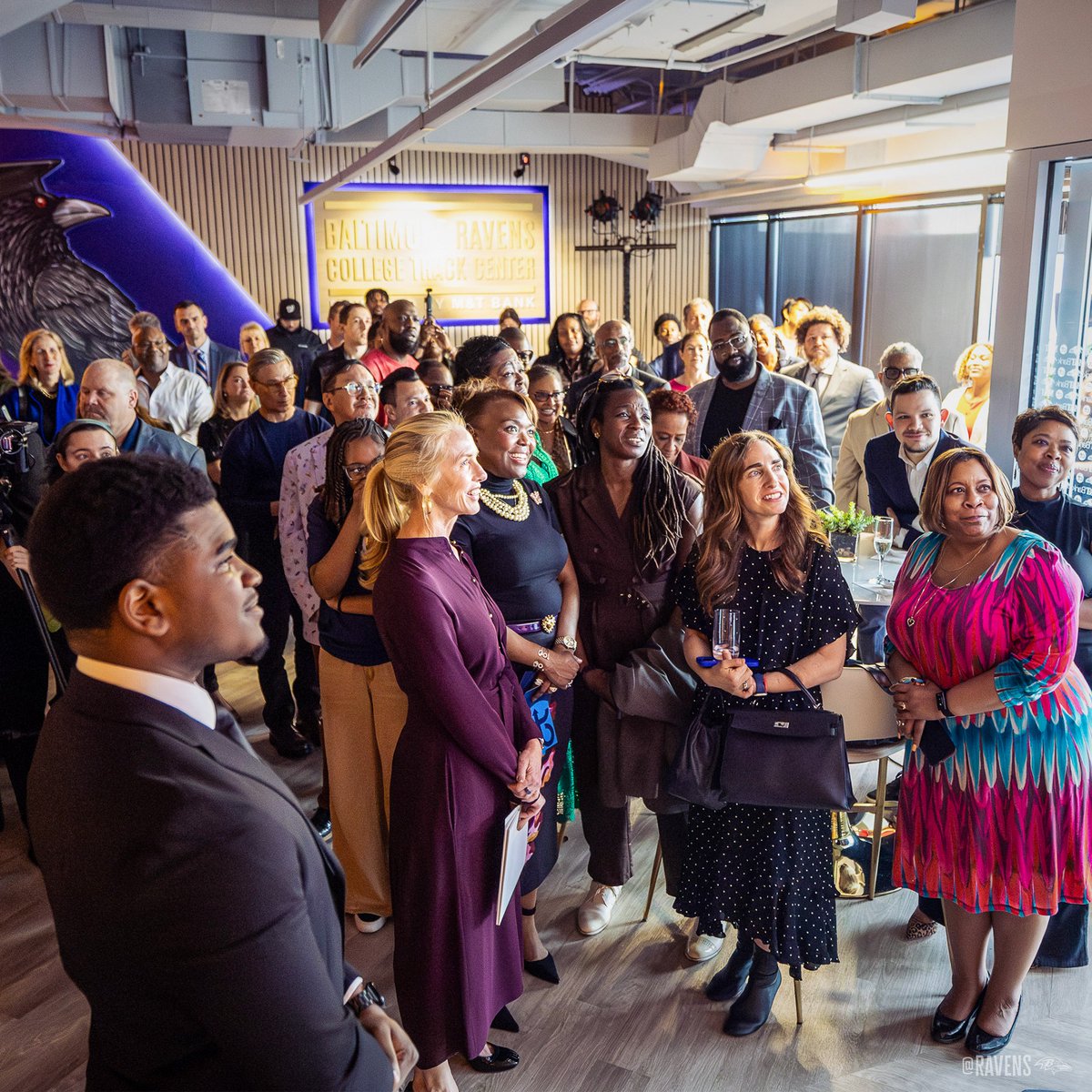 Ravens's tweet photo. We are thrilled to announce the opening of the Baltimore Ravens College Track Center in West Baltimore. 

Our Team. Our Schools. 💜