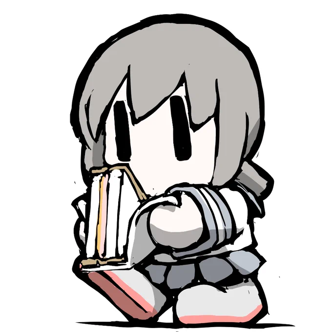 艦これラクガキ、お持たせしてもらったサンドイッチをどこで食べようかな?とトコトコまめふぶです^^