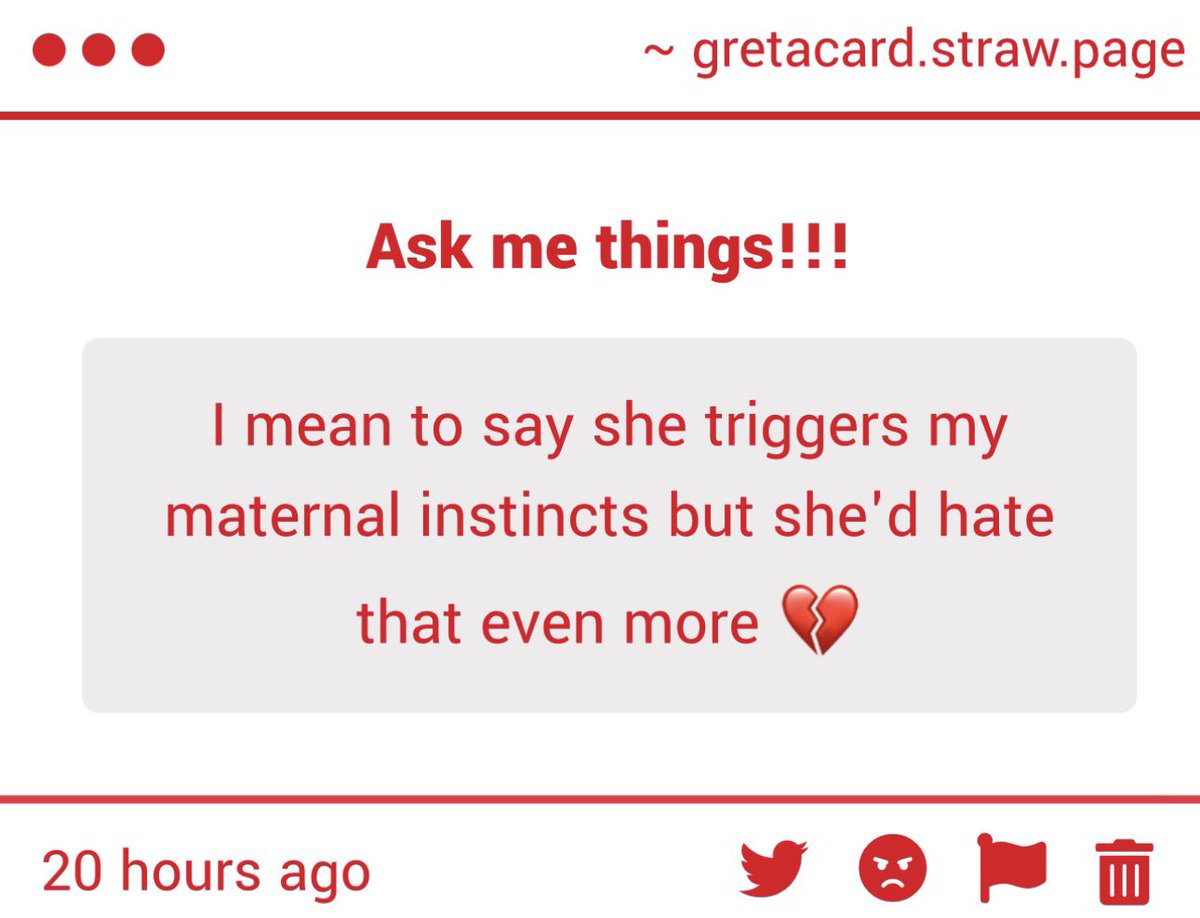 GretaDeezNutsTi's tweet image. You’re right, she would be INCREDIBLY hostile upon that interaction, but she is a little nicer to people who baby her as at first, since she’s all too aware of the fact she looks like a child. Everyone gets three strikes, with the fourth resulting in a face clawing!