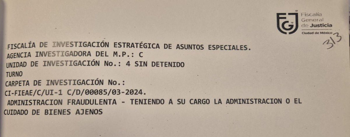 Fiscal <a href="/BerthaAlcalde/">Bertha Alcalde Luján</a> sabe que “Spiderman”, pareja de <a href="/marthadebayle/">marthadebayle</a> (titular del programa al que hoy usted se encuentra invitada) es imputado por <a href="/FiscaliaCDMX/">Fiscalía CDMX</a> por fraude? La carpeta es: CI-FIEAE/C/UI-1C/D/0085/03-2024. Van a platicar de esto al aire? Gracias. Estoy a la orden.