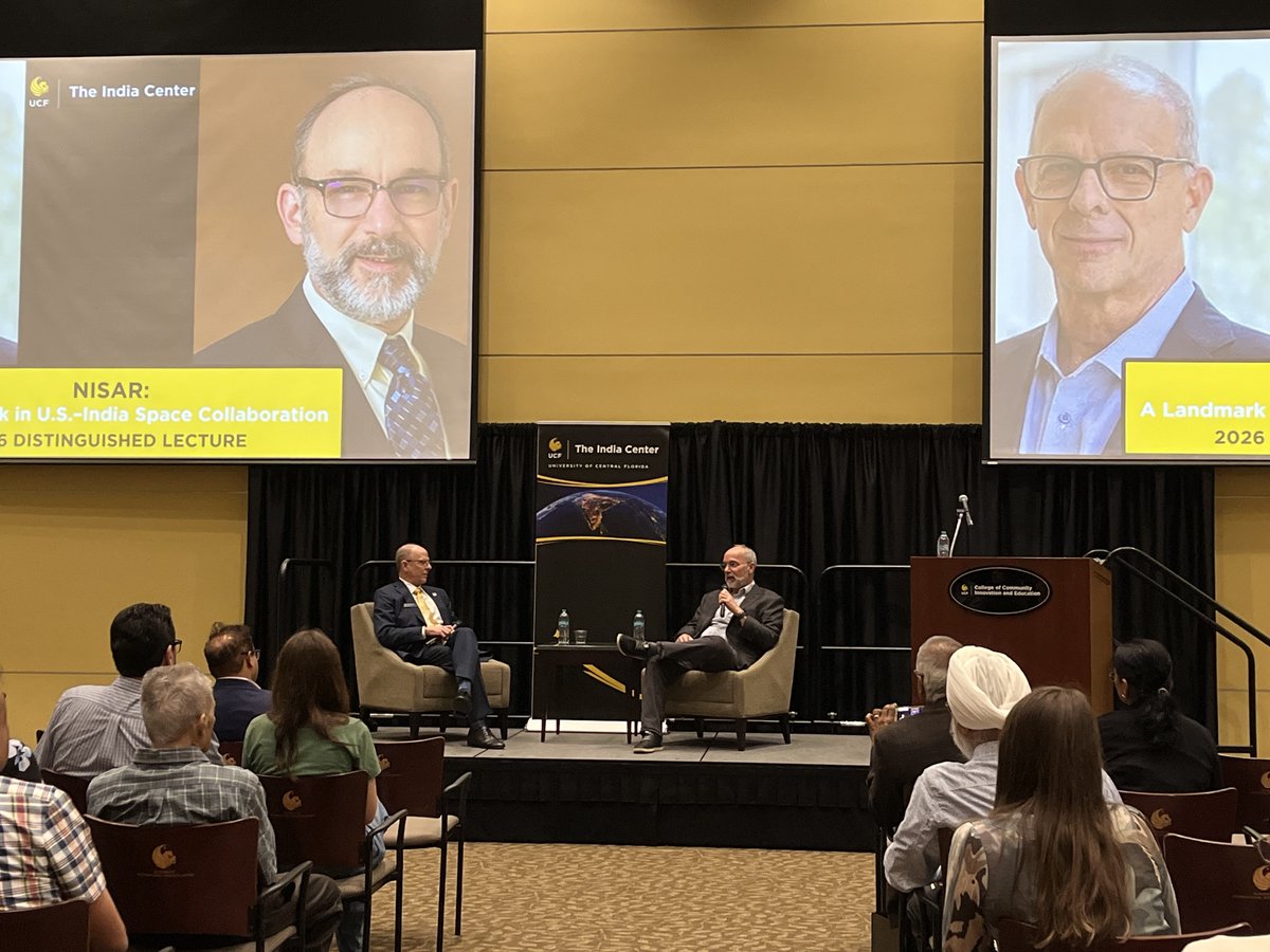IndiaCenterUCF's tweet photo. The UCF India Center was proud to host our 2nd annual Distinguished Lecture with Dr. Paul Rosen, Project Scientist for the NASA‑ISRO NISAR mission, moderated by Dean Josh Colwell

@the_nuclearyogi https://t.co/eHmq3h9yu5