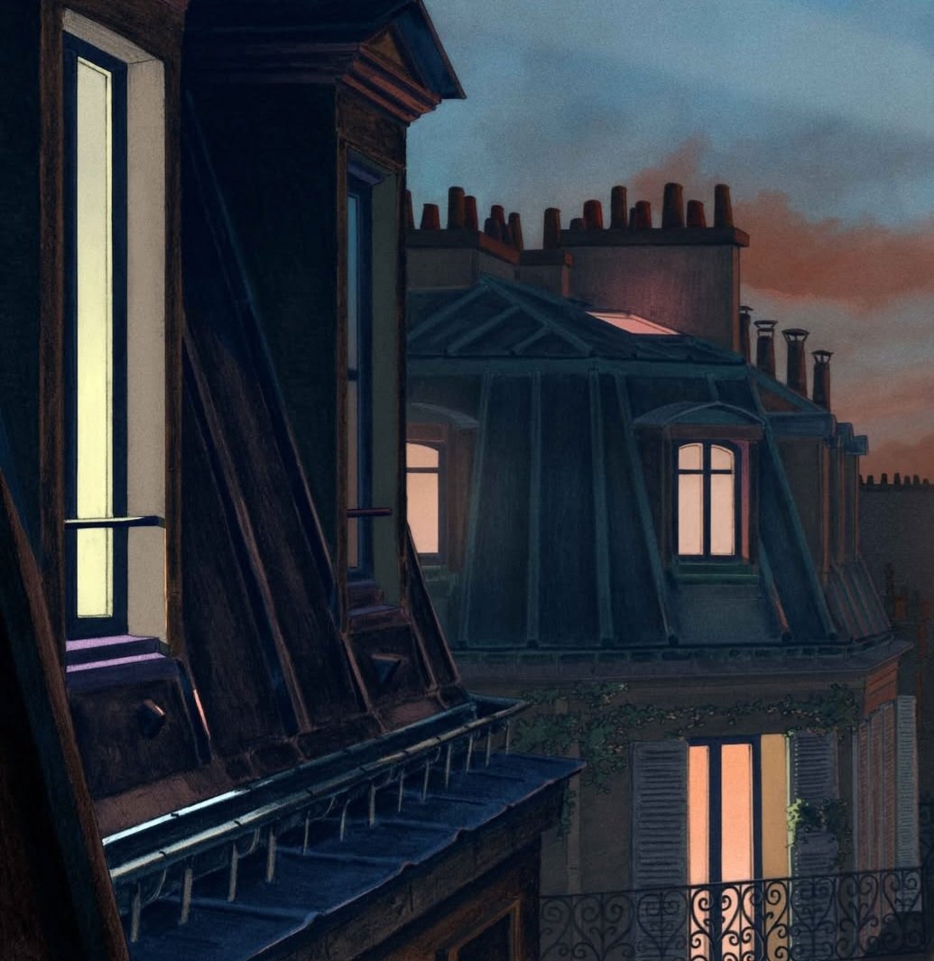 franch_laura's tweet photo. Paul Duru es un ilustrador y artista digital francés que destila la esencia crepuscular, nostálgica y atmosférica de París. Esos tejados de zinc de la capital francesa, con sus chimeneas y la vida en las buhardillas...

https://t.co/4GUeMTnwf6

¡Buenas noches!
Bona nit! https://t.co/jacCaZXghl