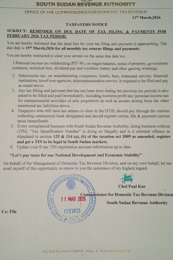 PothJog's tweet photo. SSRA Require Statutory Deadline 15 March 2026. (SSRA) instructed taxpayers regarding the March 15, 2026, deadline pertains to the monthly filing and payment obligations for various tax categories, most notably Personal Income Tax (PIT) and Business Profit Tax (BPT) installments. https://t.co/9N0RpfnqXl