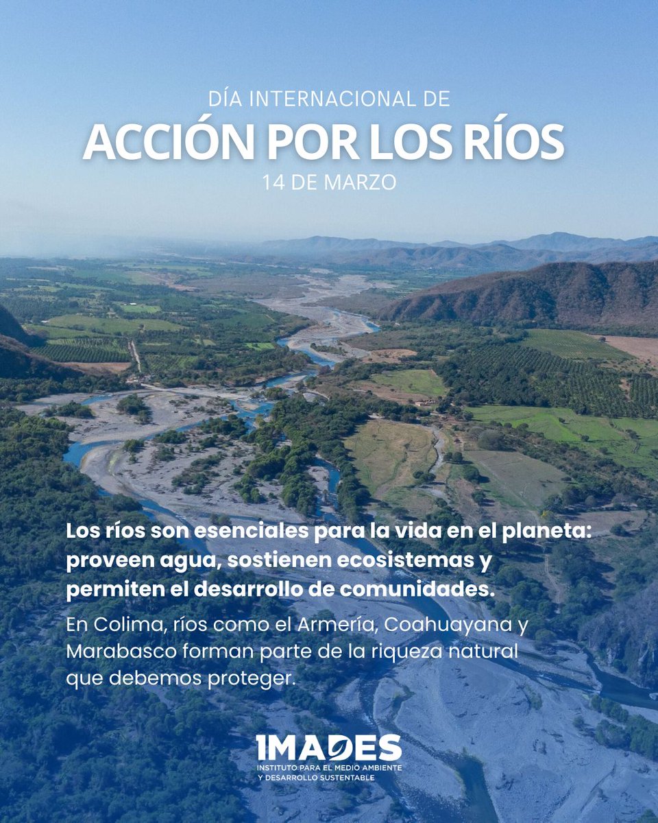 IMADESCOL's tweet photo. 💧 Los ríos son esenciales para la vida y la biodiversidad.

En Colima, ríos como el Armería, Coahuayana y Marabasco forman parte de nuestro patrimonio natural.

Cuidarlos es cuidar el agua, los ecosistemas y nuestro futuro.

🌎 #DíaDeAcciónPorLosRíos #Colima #IMADES https://t.co/N4rBY9DoBH