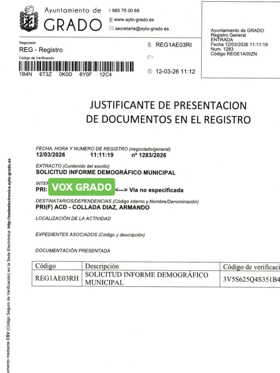 voxgrado's tweet photo. En #Grao la demografía está cambiando🤷‍♀️

Menos jóvenes📉 más africanos📈

Los datos oficiales en la web del Ayuntamiento no son actuales ni detallados📊

Hemos solicitado que los actualicen y los publiquen.📝

¿Intenta ocultar algo IU?🤔
#VOX #Grado #Asturias #España #Demografia https://t.co/aoBC9BYaoF