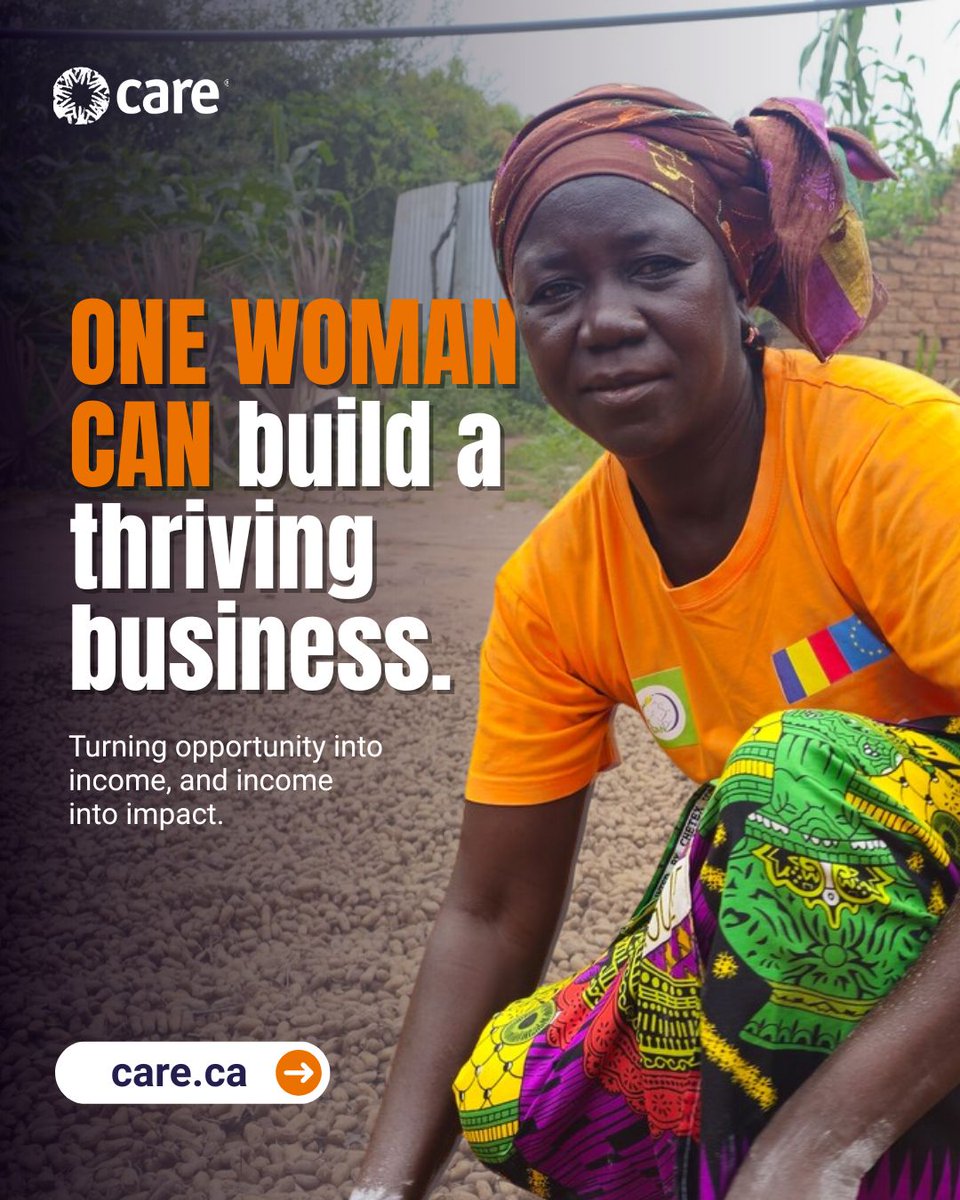 carecanada's tweet photo. ONE WOMAN CAN build a thriving business.

When a woman has the resources, opportunities &amp; support to succeed, she doesn’t just change her own future, she strengthens her family, her community &amp; the economy around her.

🔗 Stand WITH &amp; FOR women everywhere: https://t.co/2EGQF46kh2 https://t.co/2Ohe597Prd