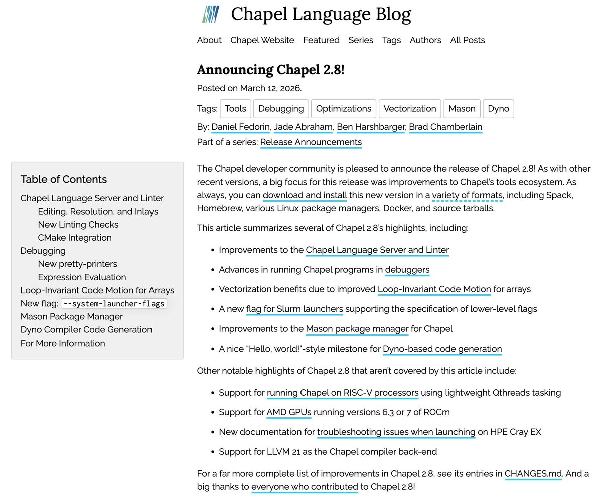 Chapel Language tweet media