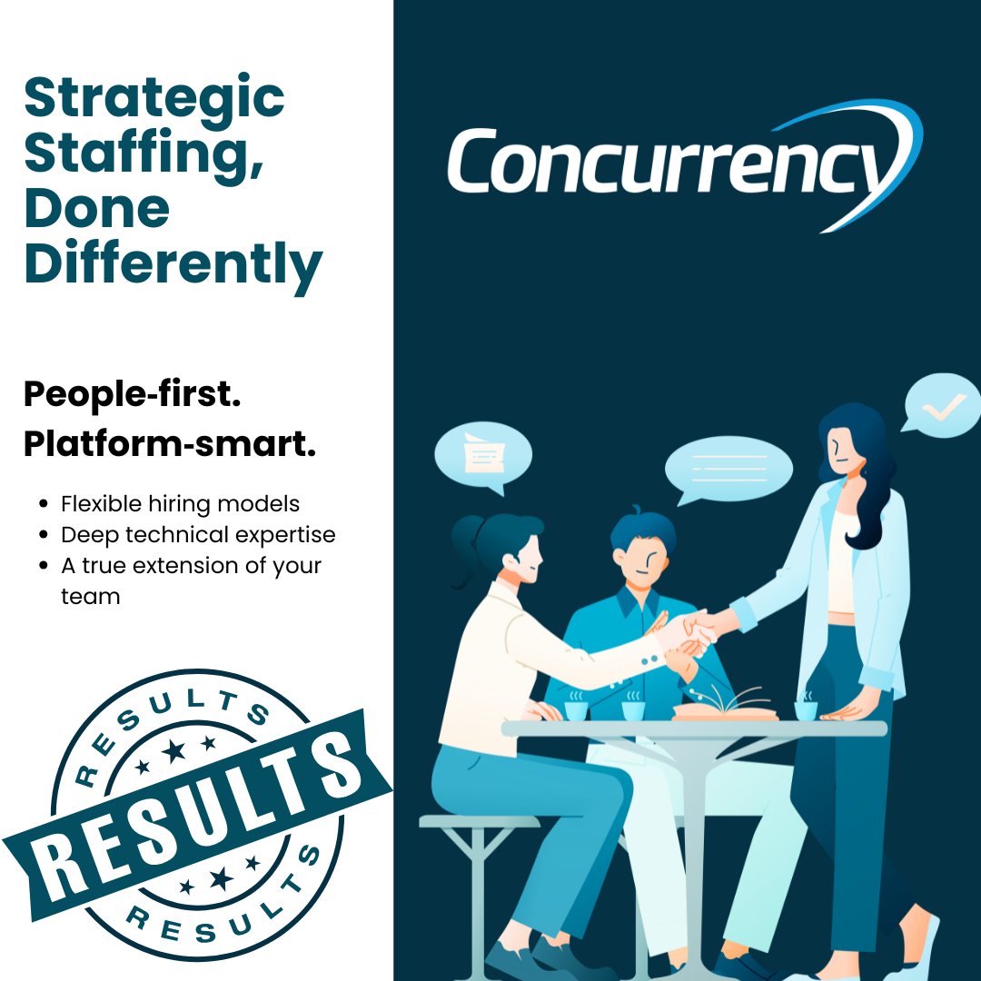 ConcurrencyInc's tweet image. Hiring technical talent shouldn’t slow innovation down. Concurrency’s #StrategicStaffing offering is built to flex with your business—whether you need short‑term expertise, long‑term team augmentation, or support building capability over time.
#TechTalent#PeopleFirst