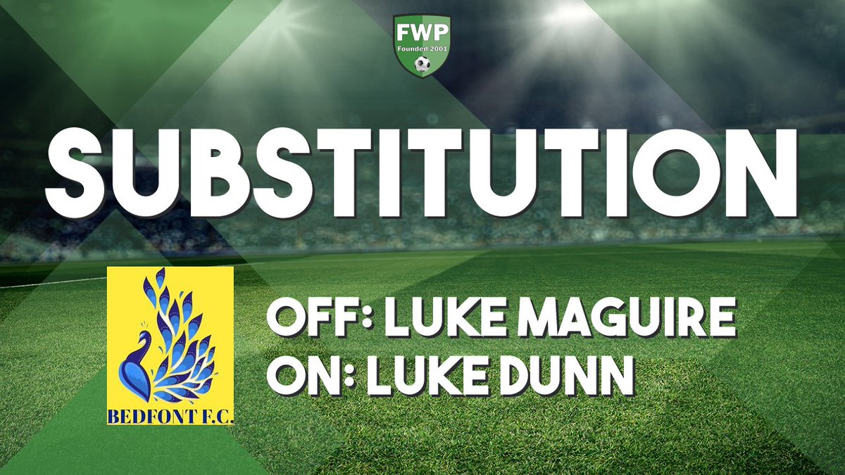 BedfontFC's tweet photo. SUB: Luke Dunn replaced Luke Maguire (54') https://t.co/09tnGs9Vjb https://t.co/4XKubWQwzy