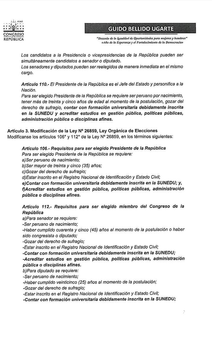 GuidoBellidoU's tweet photo. Hemos presentado el PL 14208, Ley de fortalecimiento de la capacidad técnica y formación académica para el ejercicio de la función pública en cargos de elección popular.  
Con este proyecto de ley pondremos fin a la improvisación de nuestras autoridades. No podemos seguir permitiendo que autoridades ejerzan sus funciones sin contar con conocimientos en gestión pública ni con formación profesional superior.  Desde alcaldes distritales hasta el presidente de la República, pasando por senadores, diputados y gobernadores regionales: es hora de fortalecer nuestra democracia y exigir autoridades con experiencia y formación académica suficiente.