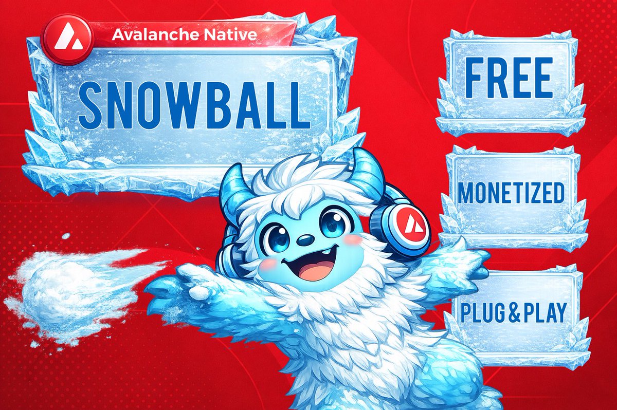 SnowballSDK's tweet photo. Snowball is: 

- Free to use 
- Monetized 
- Plug &amp; Play

 Avalanche Native🔺 https://t.co/Fx5Vb8jASe