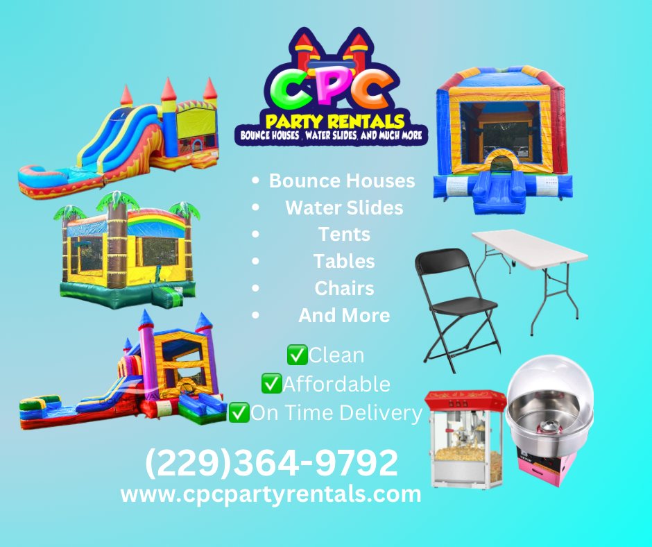 CpcPartyRentals's tweet photo. Birthday coming up? Our Happy Birthday bounce house is a weekend favorite. #BirthdayParty #ALBANYGA https://t.co/zWGqIVmTMb