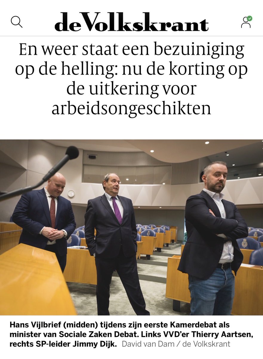 Geen hogere AOW-leeftijd.
Geen korting arbeidsongeschikten.
Geen halvering WW. 

Onder druk wordt alles vloeibaar.
Een verenigde oppositie kan samen met vakbonden deze afbraak blokkeren.

Het kabinet Jetten is in de minderheid.

Wij zijn met meer!