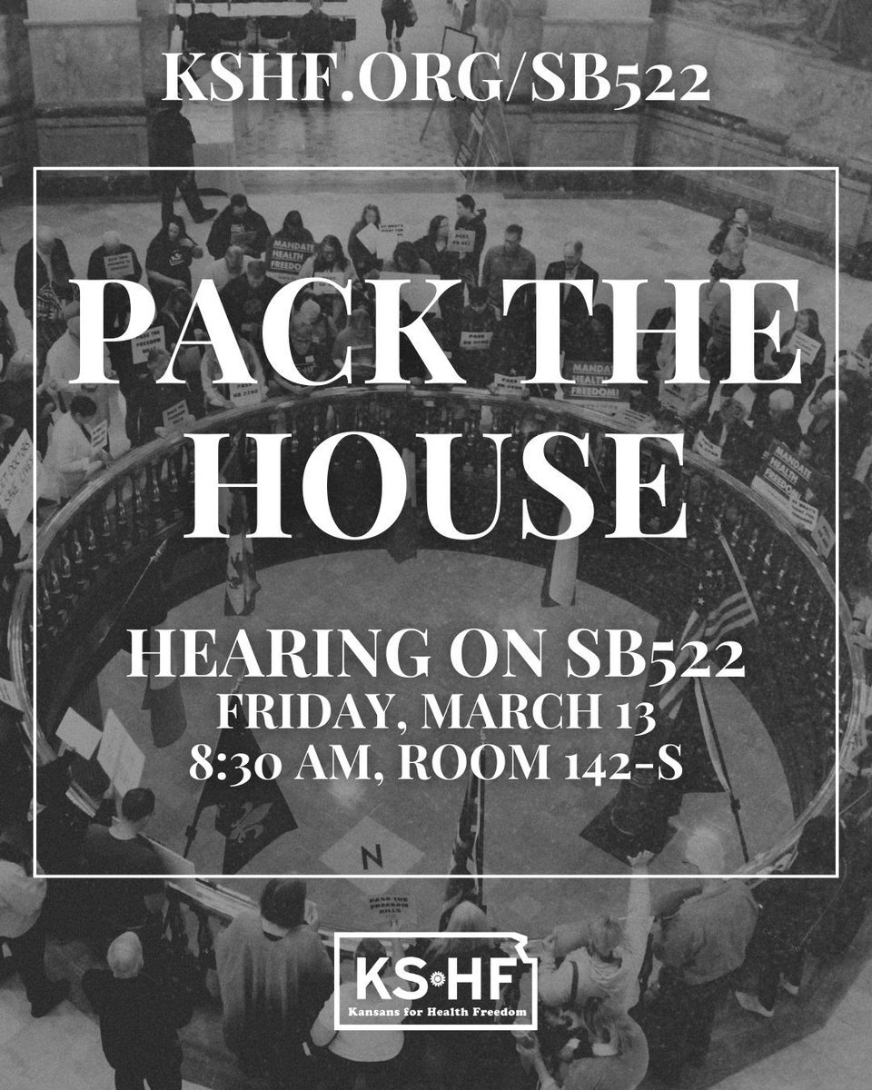 Help us pack the house for the freedom bill of century, SB522! 

The hearing is TOMORROW (Friday, March 13th) at 8:30 am in Room 142-S. Show up early to secure your seat (expect standing room only).