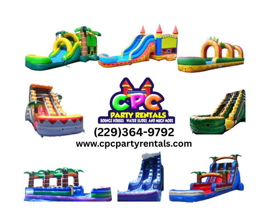 CpcPartyRentals's tweet photo. 🔥 Customer Favorite: Dual‑lane slides for double the excitement! #WaterSlideRental #albanyga https://t.co/Sod71tAqaM