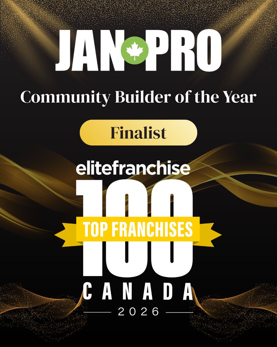 JAN-PRO Canada is proud to be named a finalist for Community Builder of the Year at the 2026 EF100 Canada Franchise Awards!

This recognition reflects the incredible work of our Franchise Owners and teams making a difference in communities across Canada.

#JANPRO #EF100