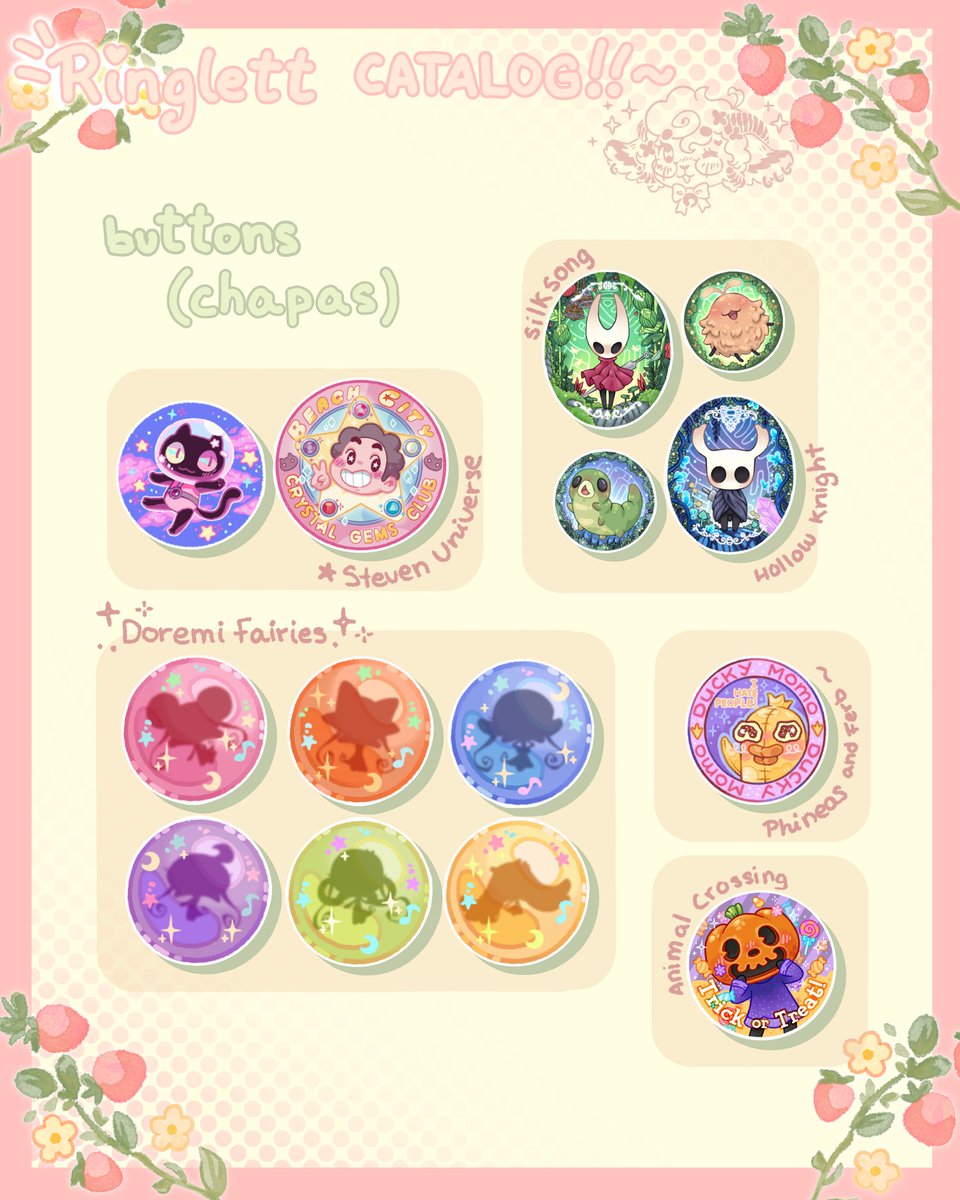ringlet_pyon's tweet photo. @JW_Arte Dejo por aquí los llaveritos y chapas! Algunos llaveros los tengo agotados o me quedan pocas unidades (he puesto el número), esta siendo complicado reponer TT

También podéis encontrarme en instagram @ringlett_z y mandar DM allí (suelo estar más activa >.<) 💖✨ https://t.co/K3ierYGfNy