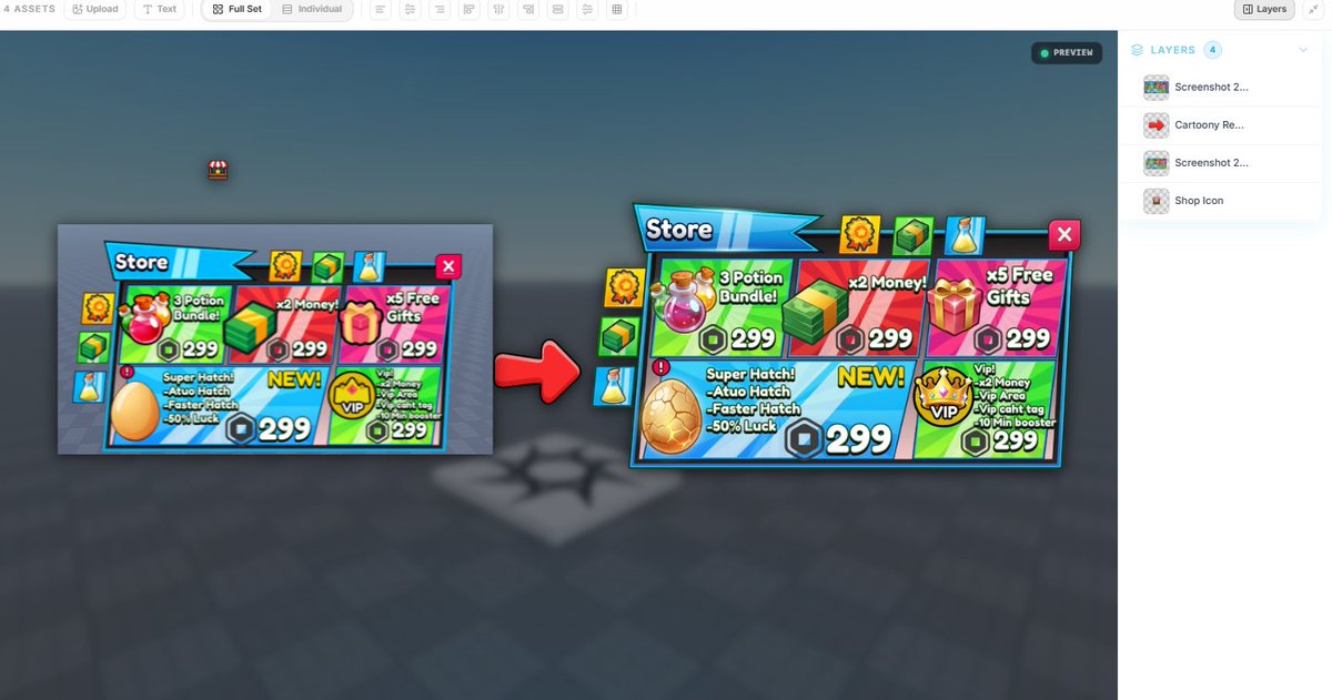 forgegui's tweet photo. In order to do the feature in the video
1. Upload a picture to a project
2. (right picture) Click on it and ask it to make it better or make the change you want.
3. Click enter or the button to start the generation in the bottom right.
4. Wait for your result! https://t.co/umL2CQBTPR