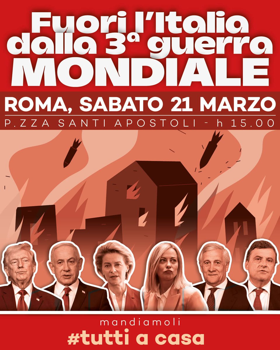 BREAKING NEWS: antimperialisti italiani finalmente in piazza per mandare a casa la CLASSE EPSTEIN

Ormai quasi un anno fa avevamo attraversato l'Italia per lanciare un messaggio molto semplice: chi ci ha portato in guerra contro la nostra volontà, e poi quella guerra l'ha pure