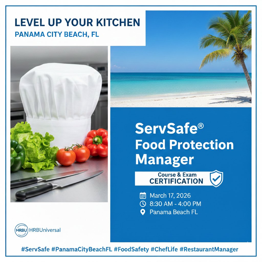 the_brad_peters's tweet photo. PCB Food Pros: Elevate Your Standards! 🏖️🛡️
Join HRBUniversal on March 17th for the gold-standard ServSafe® Food Protection Manager Course.
🎟️ Seats fill fast—secure yours now: https://t.co/FPjjKJtbtj
#ServSafe #PanamaCityBeach #FoodSafety #PCB #RestaurantManager https://t.co/Gd6wEZlR9L