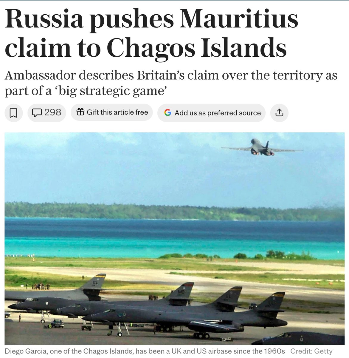 Russia has been pushing Mauritius to take control of the Chagos Islands from the UK

More proof the UK has been victim to decades of lawfare waged by adversaries

Remember when Keir Starmer said campaigners were in league with Russia and China for trying to stop the deal?