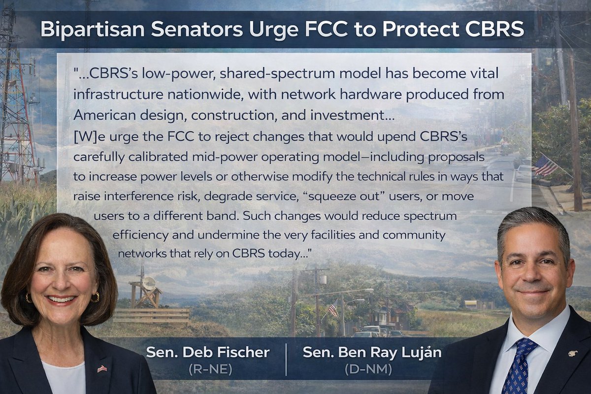 WISPAnews's tweet image. Senators Fischer, Lujan letter on protecting the vital American infrastructure of CBRS.

Full letter here: bit.ly/4b7yn2R

@FCC #CBRS #WISPs #ISPs