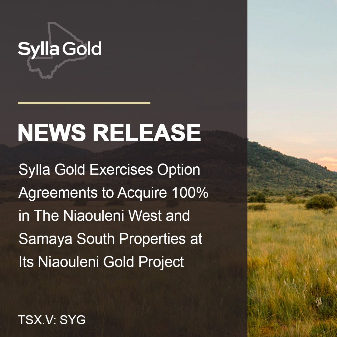 SyllaGold's tweet photo. Sylla Gold Exercises Option Agreements to Acquire 100% in The Niaouleni West and Samaya South Properties at Its Niaouleni Gold Project. $SYG #Gold #PreciousMetals #Mining

Read the full press release here: https://t.co/0PUDoMu1QZ https://t.co/hpBMsVNrw3