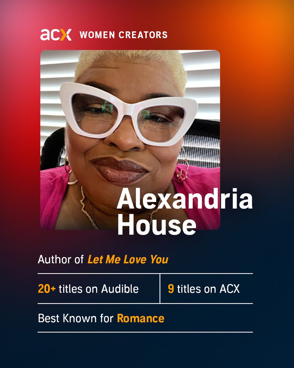 AudibleACX's tweet photo. She calls herself the leading purveyor of Black love stories. Her readers call her a religion. We call her a Women's History Month must and a required listening list mandatory. Alexandria House. Author. Audies finalist. ACX alumni. https://t.co/6kOMtAGXgf
