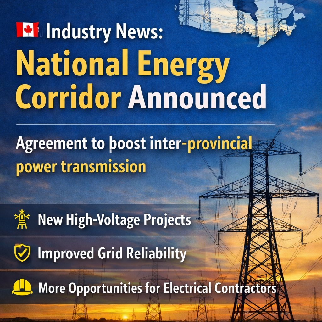 CECACanada's tweet photo. Industry News ⚡

Canada’s provinces and territories have agreed to strengthen inter-provincial power transmission, supporting a more connected and reliable electrical grid.

💡 CECA Members: How could this impact your work?

Read more 🔗
 https://t.co/mD9hDdUphA https://t.co/f2quakJtRE