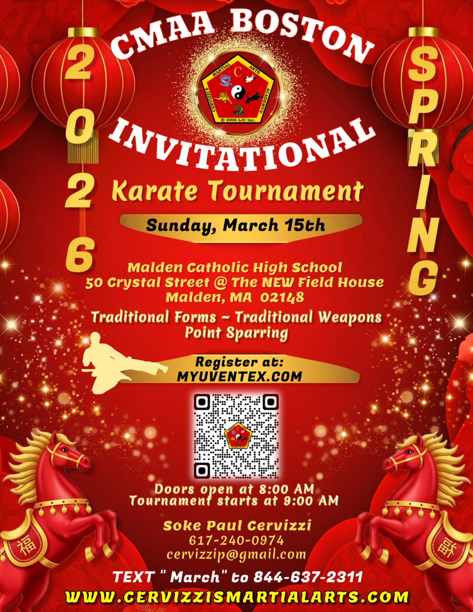 SGMFrost's tweet photo. Who's going to the 2026 CMAA Boston Invitational Karate Tournament this Sunday in Malden, MA?! Grandmaster Friost and Sensei Kara will see you there! https://t.co/guM20Ut7lk