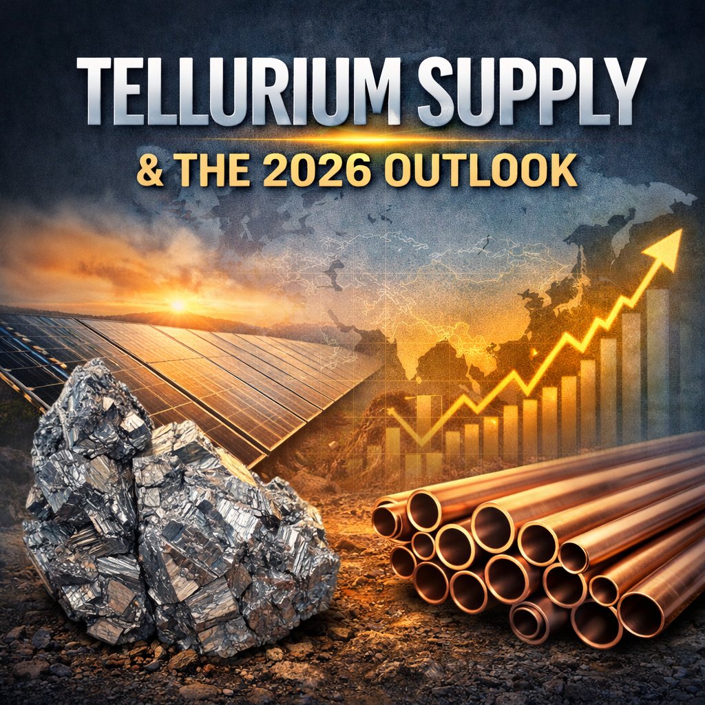 MetalsInvest's tweet photo. Tellurium plays a key role in cadmium telluride solar panels.

But supply is structurally constrained because it is produced mainly as a by-product of copper refining.

2026 outlook:

👉 https://t.co/S5V2FQ9ilz

#Tellurium #CriticalMinerals https://t.co/BJQsBm1LBz