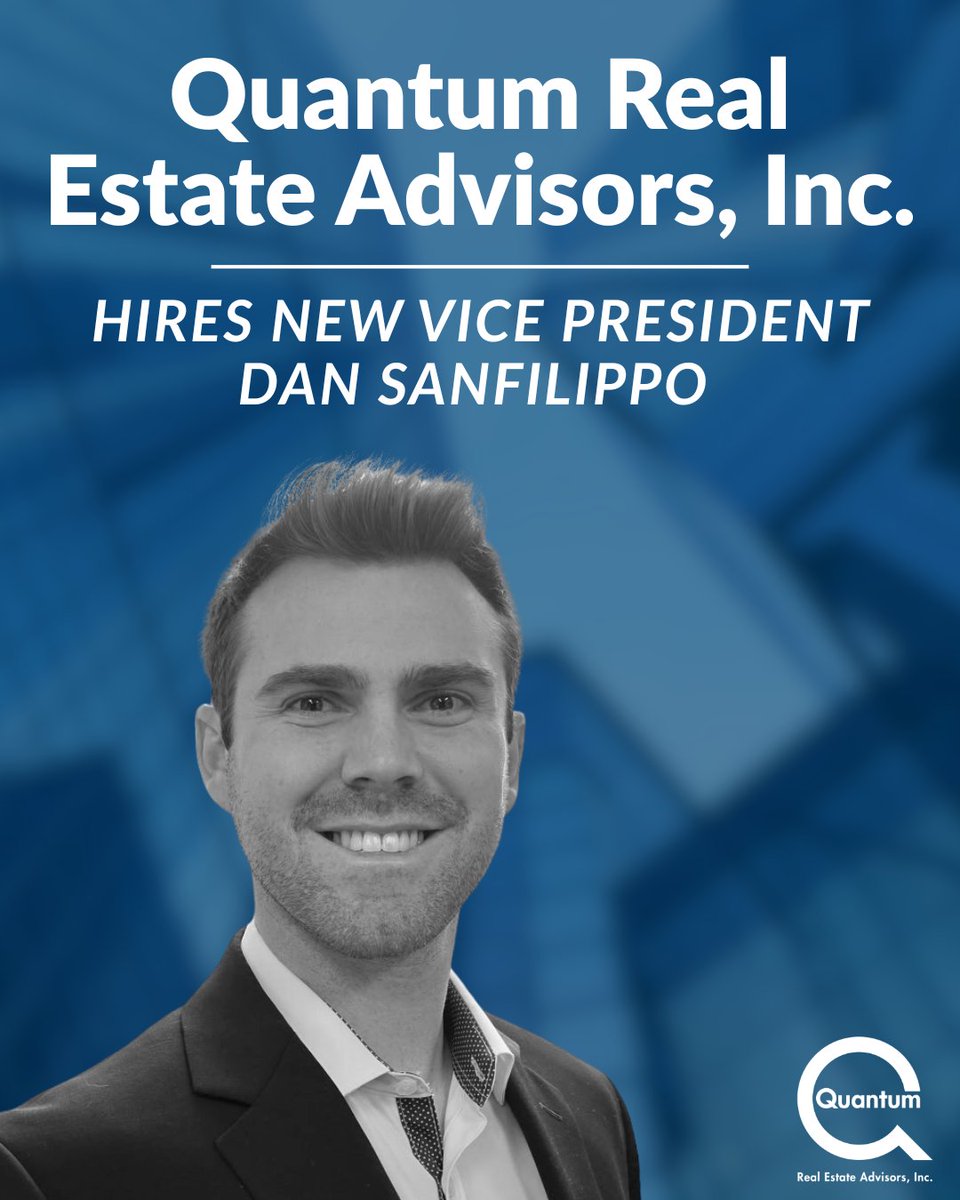QuantumChicago's tweet photo. The Quantum Team is thrilled to announce the newest addition to our Chicago office, Dan Sanfilippo!

Welcome to the team, Dan! We’re excited to have him on board and look forward to seeing all he will accomplish at Quantum!

#QREAdvisors #CRE #Broker #NewHire #VP #Retail #Chicago https://t.co/TNldIqiZhq