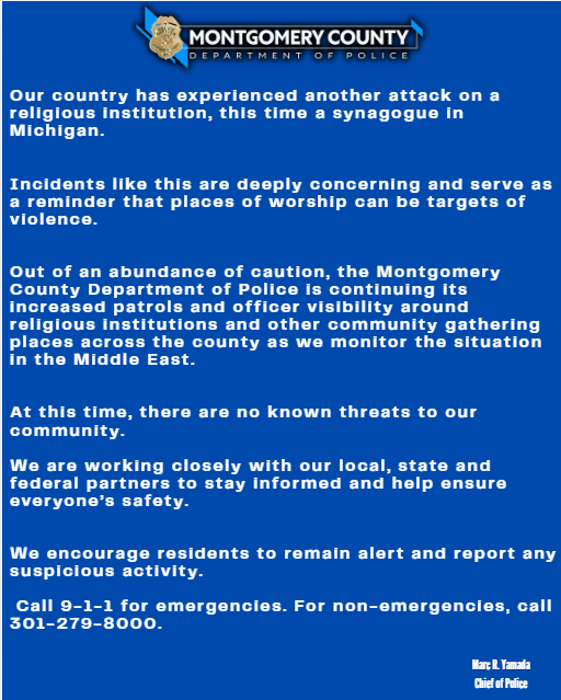 Montgomery County Department of Police tweet media