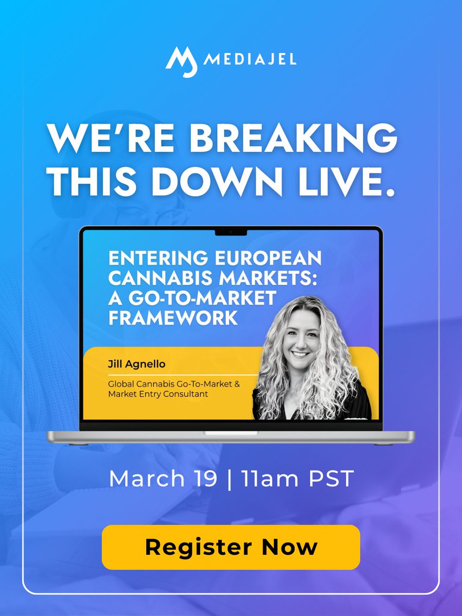 Global expansion can create long-term leverage…
or quietly drain capital.

Europe’s cannabis markets are evolving fast but entry is rarely simple.

In this episode of Cannabis Marketing Live, Jill Agnello shows what EU market entry looks like.

Register: bit.ly/3P47W5E