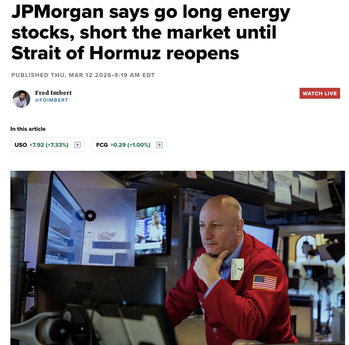 JPMorgan -  "If the US cannot achieve a short-term victory, it seems likely that it will be forced to attempt a ground war to reopen the Strait of Hormuz. If so, this could transform into a multiyear war.”